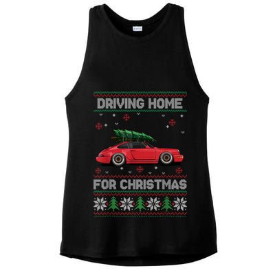 Christmas Tree Oldtimer Car Xmas Ugly Sweater Pullover Look Ladies PosiCharge Tri-Blend Wicking Tank