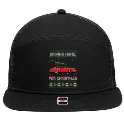 Christmas Tree Oldtimer Car Xmas Ugly Sweater Pullover Look 7 Panel Mesh Trucker Snapback Hat