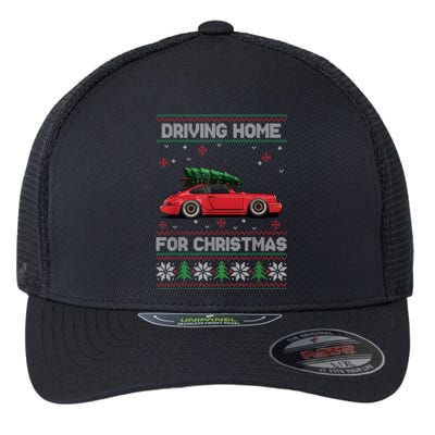 Christmas Tree Oldtimer Car Xmas Ugly Sweater Pullover Look Flexfit Unipanel Trucker Cap