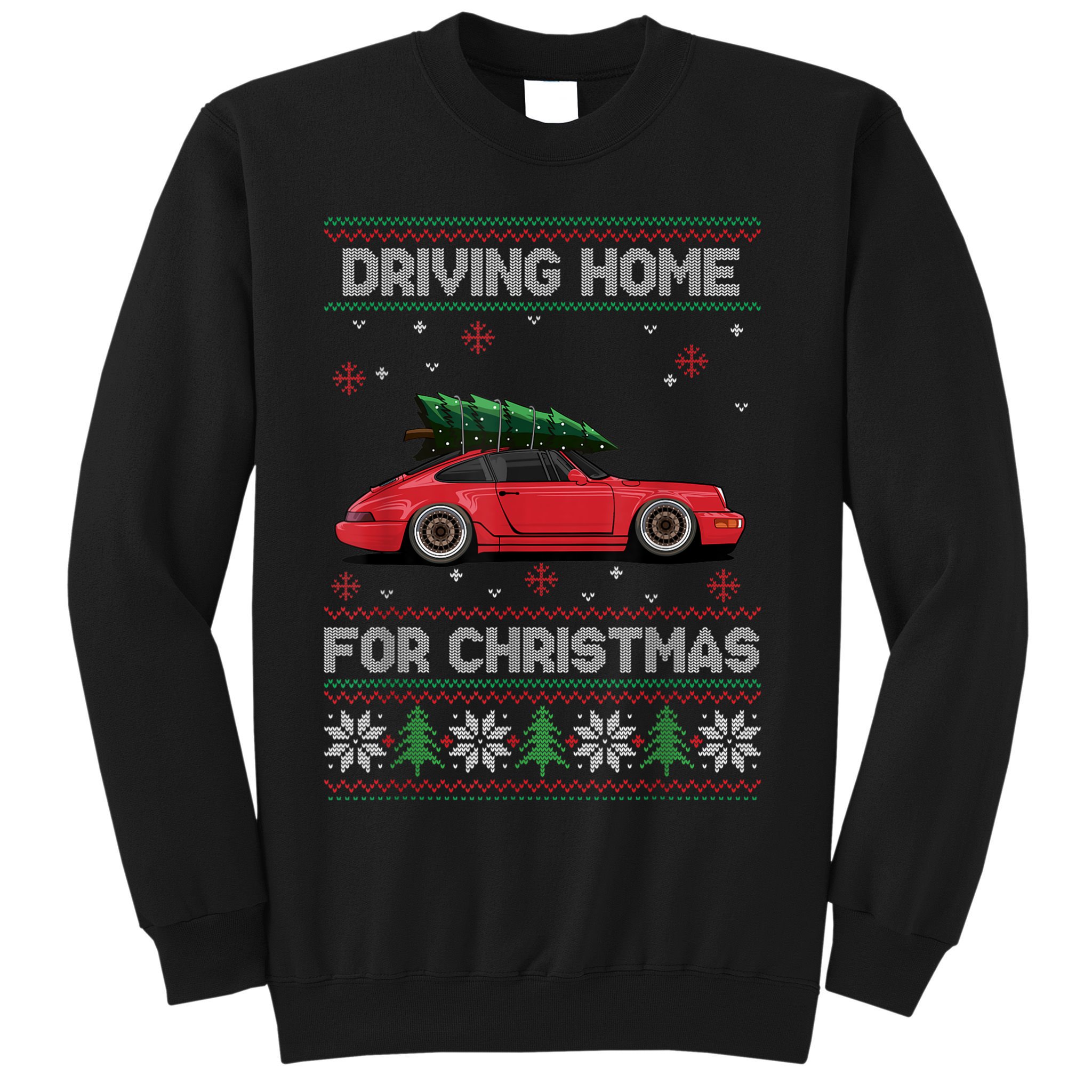Christmas Tree Oldtimer Car Xmas Ugly Sweater Pullover Look Sweatshirt