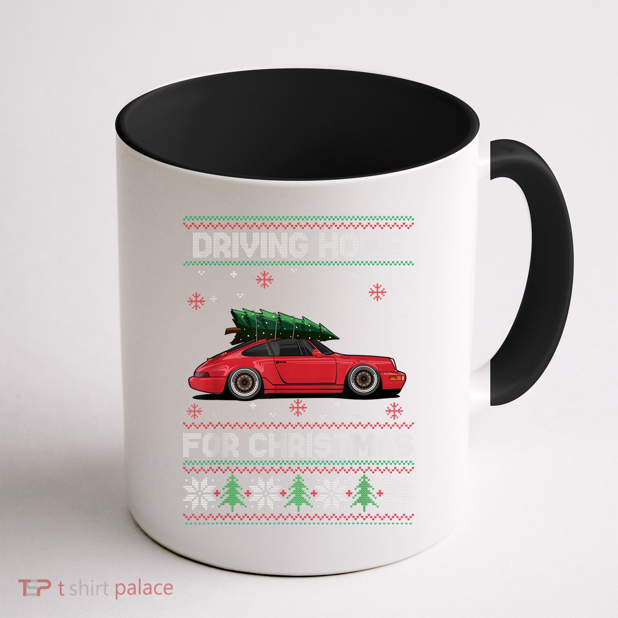 Christmas Tree Oldtimer Car Xmas Ugly Sweater Pullover Look Mug