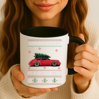 Christmas Tree Oldtimer Car Xmas Ugly Sweater Pullover Look Mug
