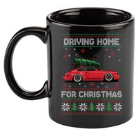 Christmas Tree Oldtimer Car Xmas Ugly Sweater Pullover Look 11oz C Handle Ceramic Mug