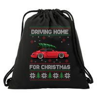 Christmas Tree Oldtimer Car Xmas Ugly Sweater Pullover Look Drawstring Bag