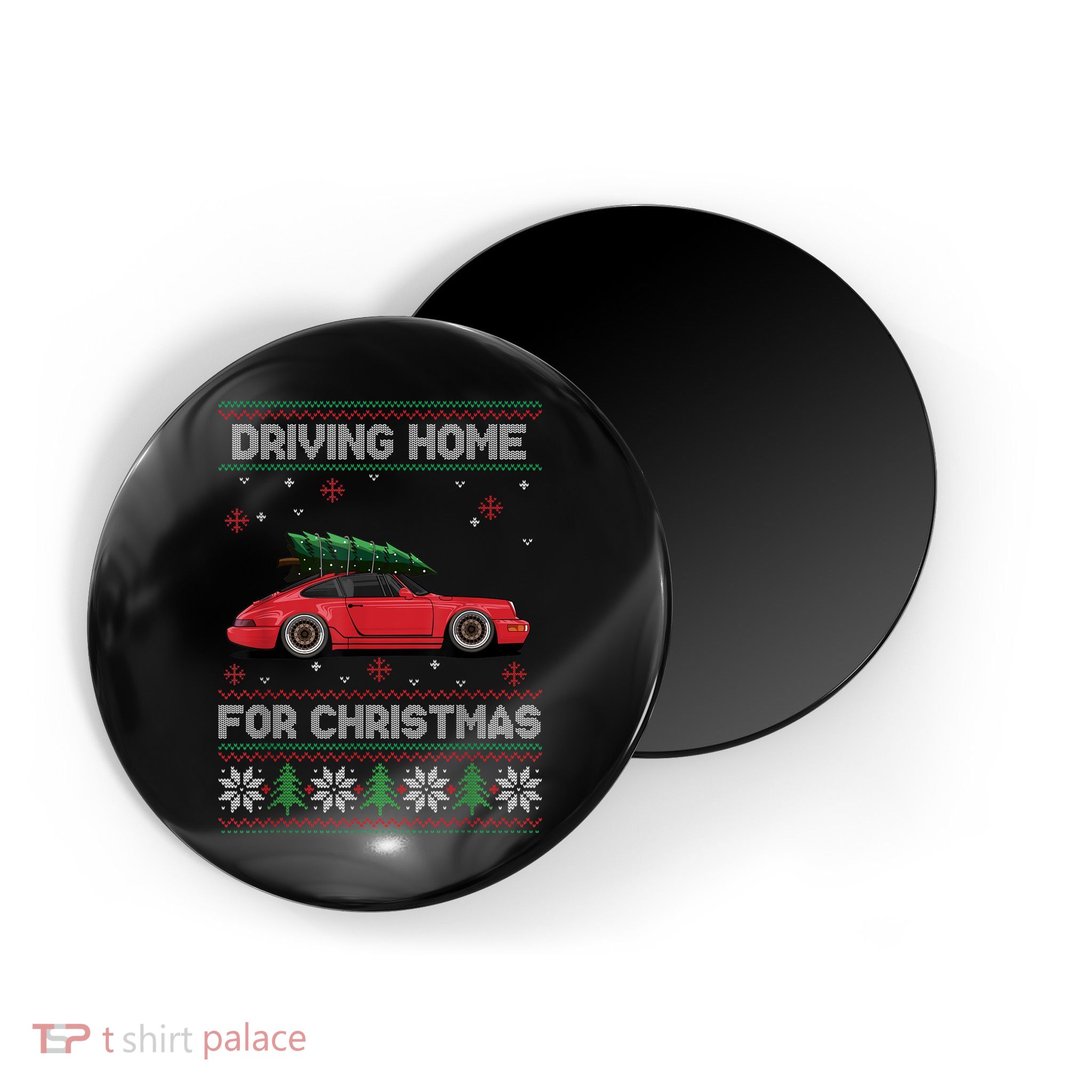 Christmas Tree Oldtimer Car Xmas Ugly Sweater Pullover Look Magnet