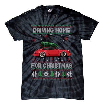 Christmas Tree Oldtimer Car Xmas Ugly Sweater Pullover Look Tie-Dye T-Shirt