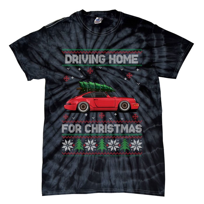 Christmas Tree Oldtimer Car Xmas Ugly Sweater Pullover Look Tie-Dye T-Shirt