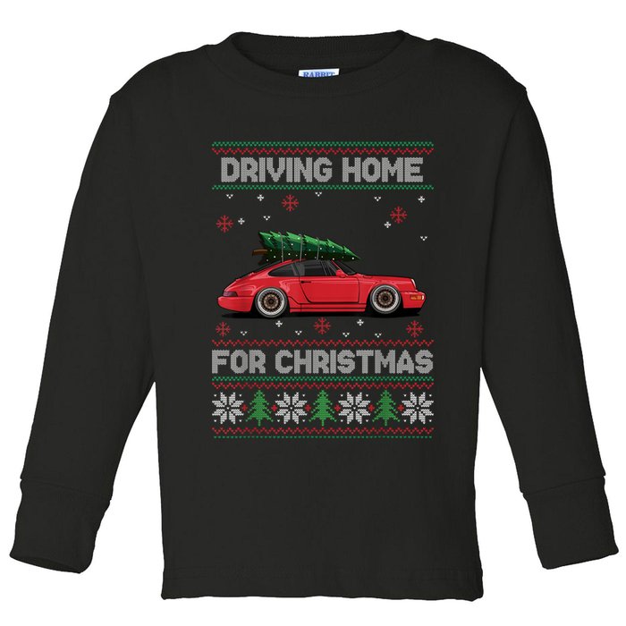 Christmas Tree Oldtimer Car Xmas Ugly Sweater Pullover Look Toddler Long Sleeve Shirt