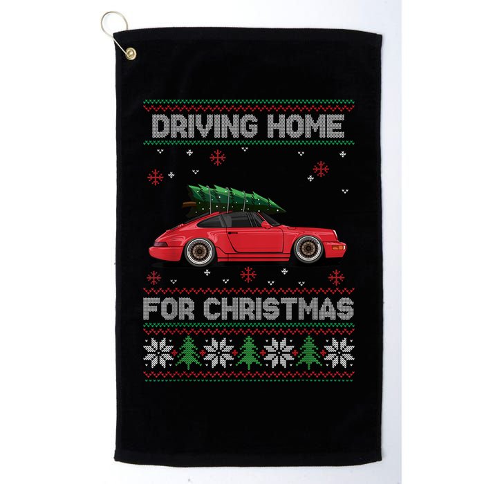 Christmas Tree Oldtimer Car Xmas Ugly Sweater Pullover Look Golf Towel