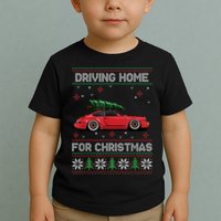 Christmas Tree Oldtimer Car Xmas Ugly Sweater Pullover Look Toddler T-Shirt