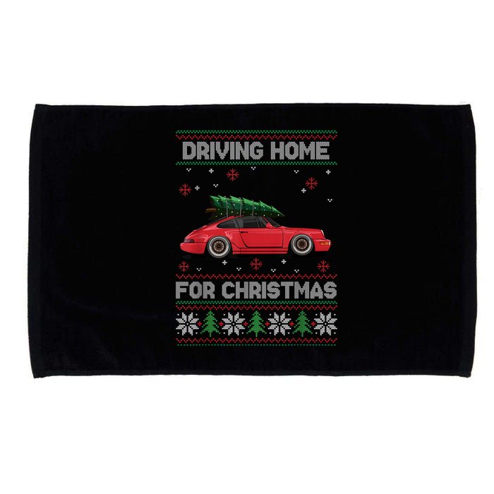 Christmas Tree Oldtimer Car Xmas Ugly Sweater Pullover Look Microfiber Hand Towel