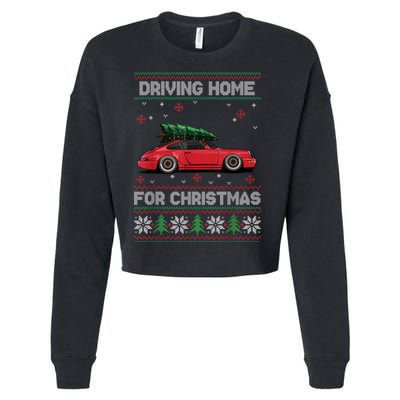 Christmas Tree Oldtimer Car Xmas Ugly Sweater Pullover Look Cropped Pullover Crew