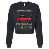 Christmas Tree Oldtimer Car Xmas Ugly Sweater Pullover Look Cropped Pullover Crew