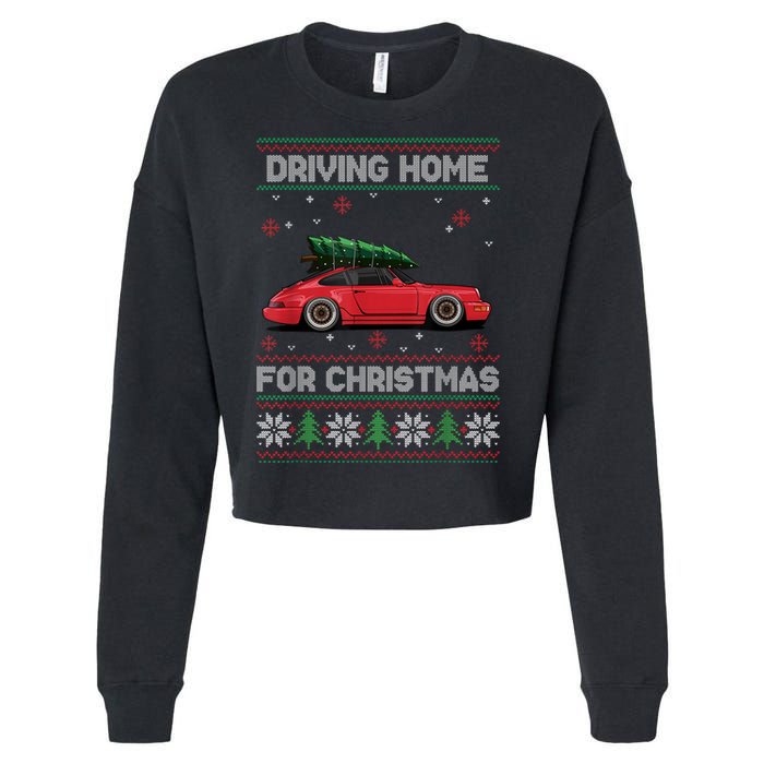 Christmas Tree Oldtimer Car Xmas Ugly Sweater Pullover Look Cropped Pullover Crew