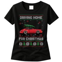 Christmas Tree Oldtimer Car Xmas Ugly Sweater Pullover Look Womens T-Shirt
