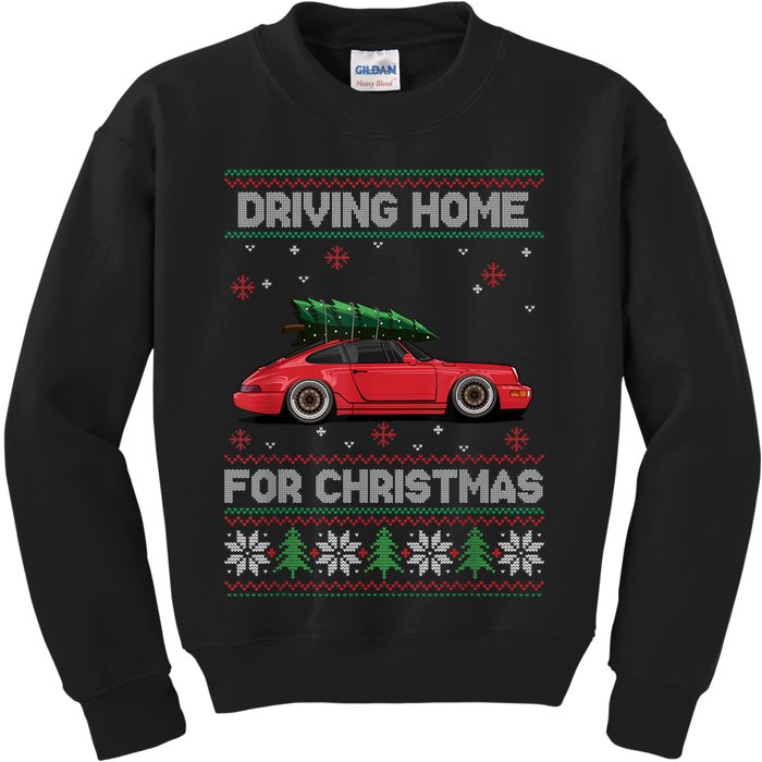 Christmas Tree Oldtimer Car Xmas Ugly Sweater Pullover Look Kids Sweatshirt