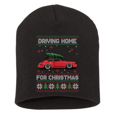 Christmas Tree Oldtimer Car Xmas Ugly Sweater Pullover Look Short Acrylic Beanie