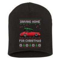 Christmas Tree Oldtimer Car Xmas Ugly Sweater Pullover Look Short Acrylic Beanie