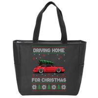 Christmas Tree Oldtimer Car Xmas Ugly Sweater Pullover Look Zip Tote Bag