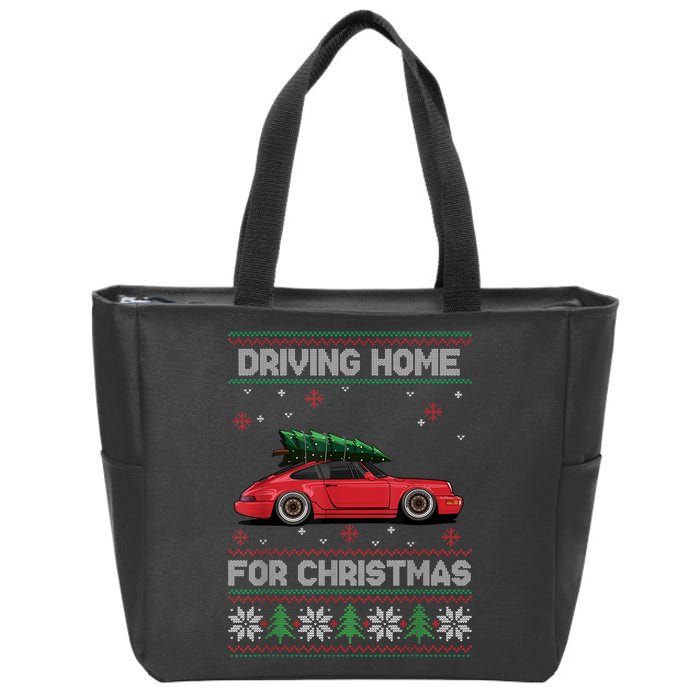 Christmas Tree Oldtimer Car Xmas Ugly Sweater Pullover Look Zip Tote Bag