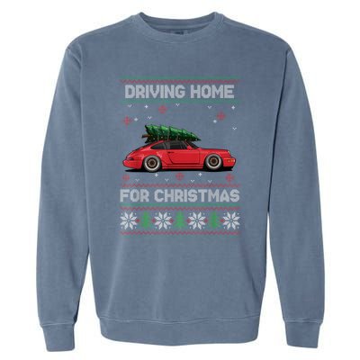 Christmas Tree Oldtimer Car Xmas Ugly Sweater Pullover Look Garment-Dyed Sweatshirt