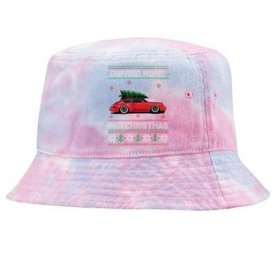 Christmas Tree Oldtimer Car Xmas Ugly Sweater Pullover Look Tie-Dyed Bucket Hat