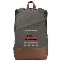 Christmas Tree Oldtimer Car Xmas Ugly Sweater Pullover Look Cotton Canvas Backpack