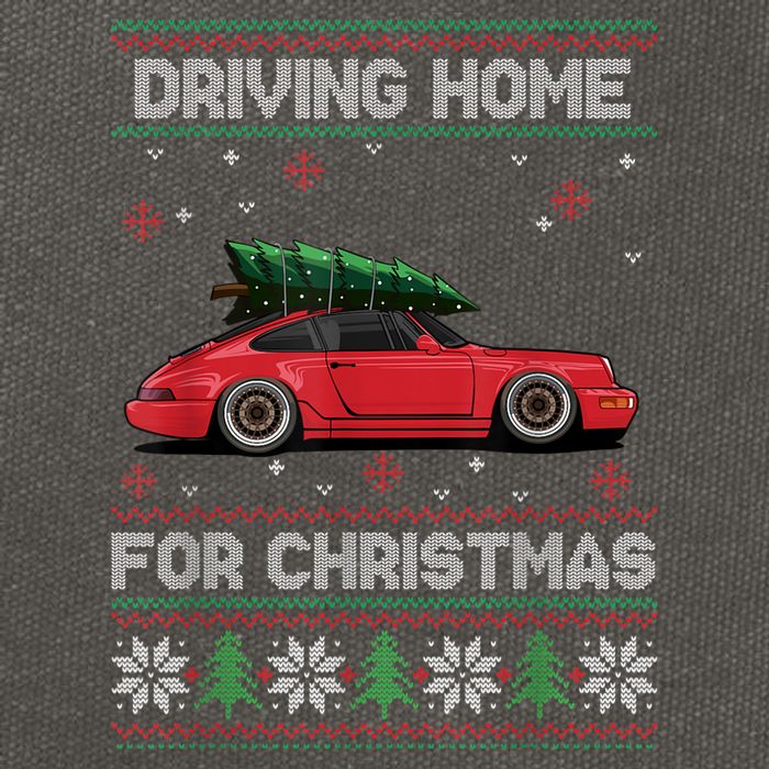 Christmas Tree Oldtimer Car Xmas Ugly Sweater Pullover Look Cotton Canvas Backpack