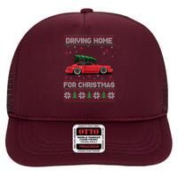 Christmas Tree Oldtimer Car Xmas Ugly Sweater Pullover Look High Crown Mesh Back Trucker Hat