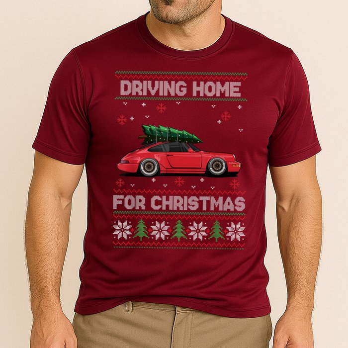 Christmas Tree Oldtimer Car Xmas Ugly Sweater Pullover Look Performance Shirt