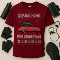 Christmas Tree Oldtimer Car Xmas Ugly Sweater Pullover Look Performance Shirt