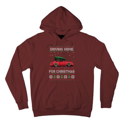 Christmas Tree Oldtimer Car Xmas Ugly Sweater Pullover Look Hoodie