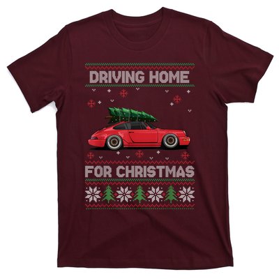 Christmas Tree Oldtimer Car Xmas Ugly Sweater Pullover Look T-Shirt