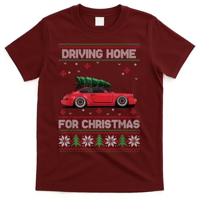 Christmas Tree Oldtimer Car Xmas Ugly Sweater Pullover Look T-Shirt