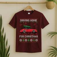 Christmas Tree Oldtimer Car Xmas Ugly Sweater Pullover Look T-Shirt