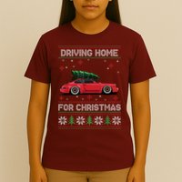 Christmas Tree Oldtimer Car Xmas Ugly Sweater Pullover Look T-Shirt