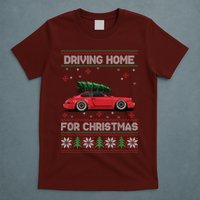 Christmas Tree Oldtimer Car Xmas Ugly Sweater Pullover Look T-Shirt