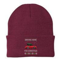 Christmas Tree Oldtimer Car Xmas Ugly Sweater Pullover Look Knit Cap Winter Beanie