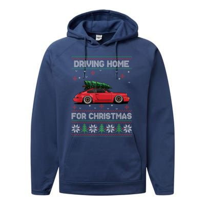 Christmas Tree Oldtimer Car Xmas Ugly Sweater Pullover Look Performance Fleece Hoodie