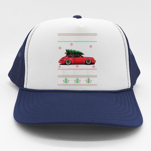 Christmas Tree Oldtimer Car Xmas Ugly Sweater Pullover Look Trucker Hat