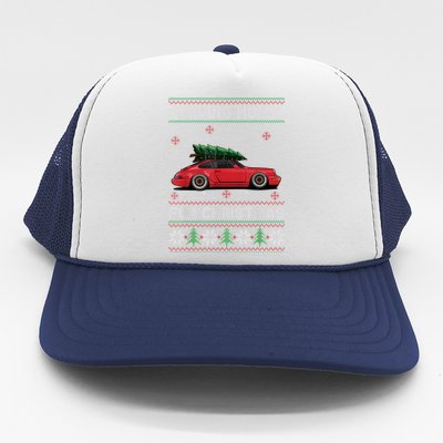 Christmas Tree Oldtimer Car Xmas Ugly Sweater Pullover Look Trucker Hat