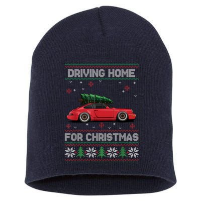 Christmas Tree Oldtimer Car Xmas Ugly Sweater Pullover Look Short Acrylic Beanie