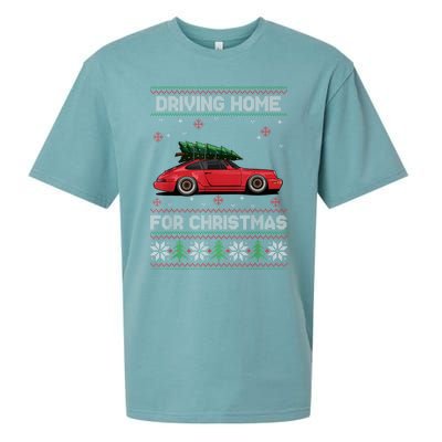 Christmas Tree Oldtimer Car Xmas Ugly Sweater Pullover Look Sueded Cloud Jersey T-Shirt