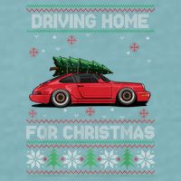 Christmas Tree Oldtimer Car Xmas Ugly Sweater Pullover Look Sueded Cloud Jersey T-Shirt