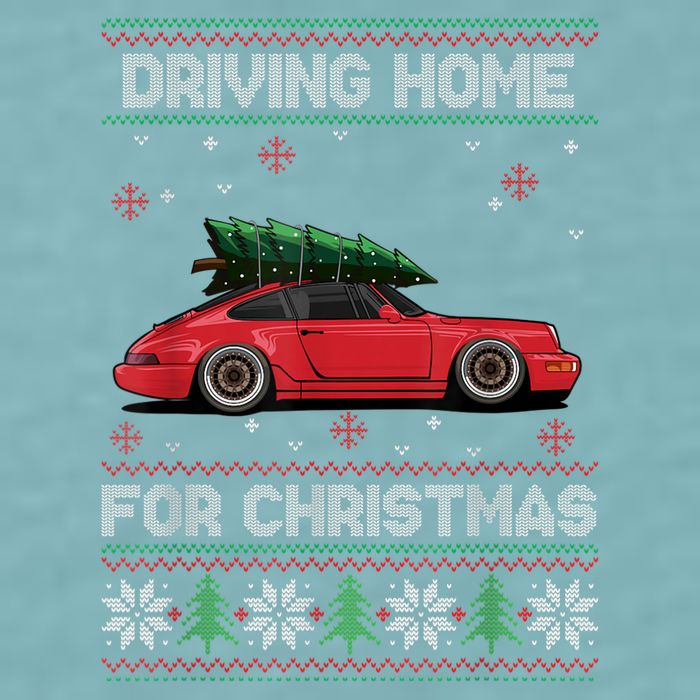 Christmas Tree Oldtimer Car Xmas Ugly Sweater Pullover Look Sueded Cloud Jersey T-Shirt