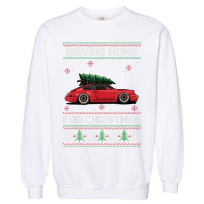 Christmas Tree Oldtimer Car Xmas Ugly Sweater Pullover Look Garment-Dyed Sweatshirt