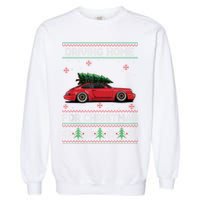 Christmas Tree Oldtimer Car Xmas Ugly Sweater Pullover Look Garment-Dyed Sweatshirt
