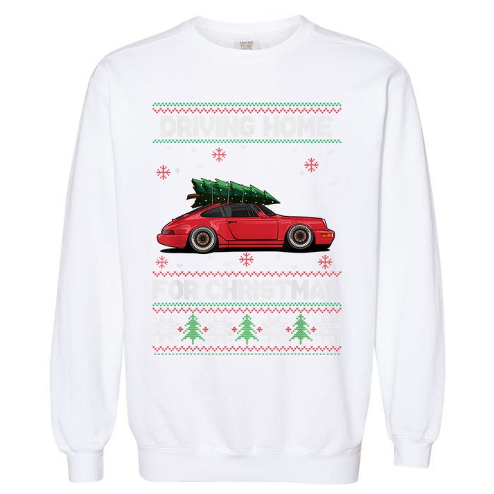 Christmas Tree Oldtimer Car Xmas Ugly Sweater Pullover Look Garment-Dyed Sweatshirt