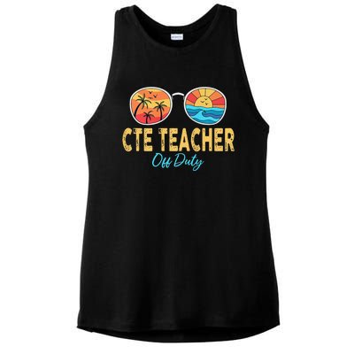 CTE Teacher Off Duty Happy Last Day Of School Summer Premium Ladies PosiCharge Tri-Blend Wicking Tank