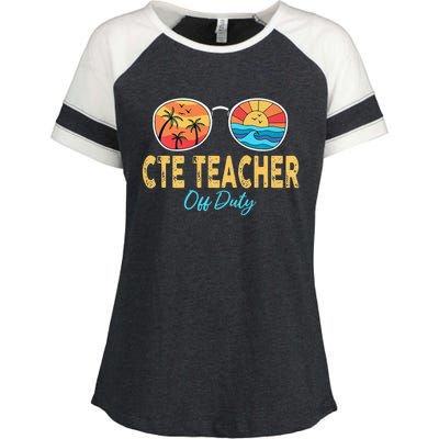 CTE Teacher Off Duty Happy Last Day Of School Summer Premium Enza Ladies Jersey Colorblock Tee